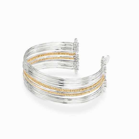 Stella & Dot | [SILVER] Multi Layer Mixed Metal Rhett Cuff Dainty Gold Bracelet - Picture 7 of 10